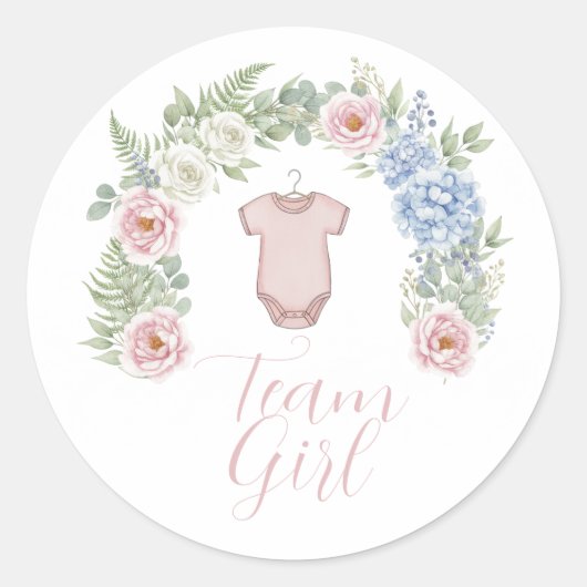 Team Girl Botanical Gender Reveal Sticker (Vorderseite)