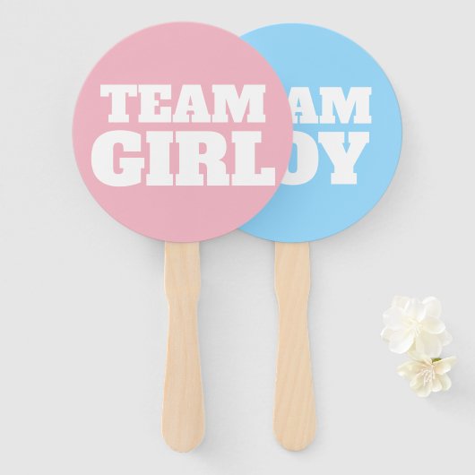 Team Girl / Boy Gender Reveal Party Sign Fans Fächer (Vorne und Hinten)
