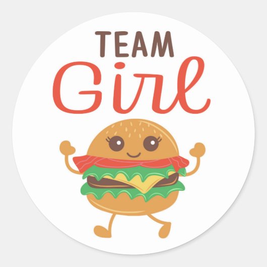 Team Girl Burger Sticker, GRILLEN Thema Runder Aufkleber (Vorderseite)