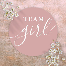 Team Girl Dusty Rose Rosa Geschlecht offenbaren Ab Runder Aufkleber