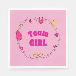 Team Girl Gender Reveal Napkins Serviette