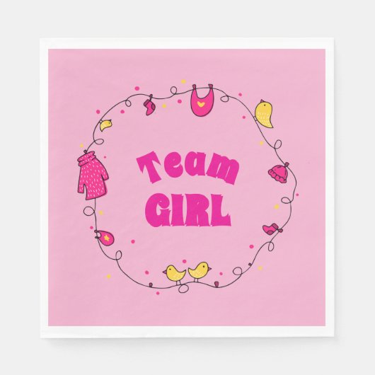 Team Girl Gender Reveal Napkins Serviette (Vorderseite)