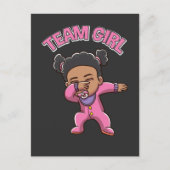 Team Girl Gender Reveal Party Dabbing Black Baby Postkarte (Vorderseite)