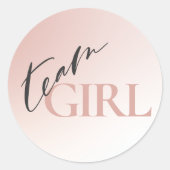 Team Girl Gender Reveal Party Ombre Dekoration Runder Aufkleber (Vorderseite)