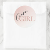 Team Girl Gender Reveal Party Ombre Dekoration Runder Aufkleber (Tasche)