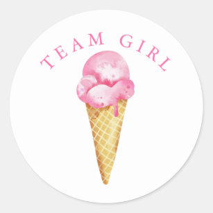 Team Girl Gender Reveal Party Vote Ice Cream Runder Aufkleber