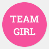 Team Girl Gender Reveal Runder Aufkleber (Vorderseite)