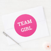 Team Girl Gender Reveal Runder Aufkleber (Umschlag)