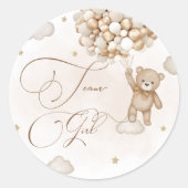 Team Girl Gender Reveal Runder Aufkleber (Vorderseite)