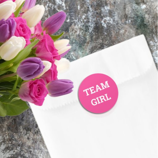 Team Girl Gender Reveal Runder Aufkleber