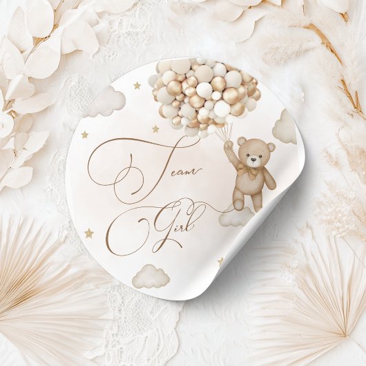 Team Girl Gender Reveal Runder Aufkleber