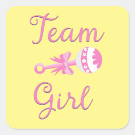 Team Girl Gender Reveal Wrap Quadratischer Aufkleber