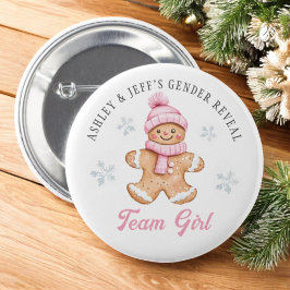 Team Girl Gingerbread Gender Reveal Party Button