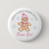 Team Girl Gingerbread Gender Reveal Party Button (Vorderseite)