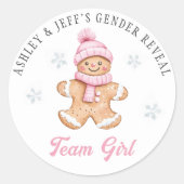 Team Girl Gingerbread Gender Reveal Party Runder Aufkleber (Vorderseite)