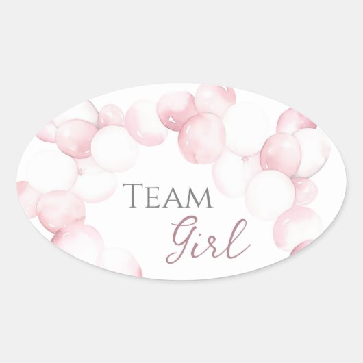 Team Girl Pink arc Watercolor Gender Reveal Ovaler Aufkleber (Vorderseite)