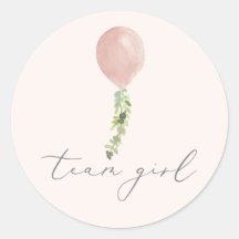 Team Girl Pink Balloon Calligraphy Gender Reveal