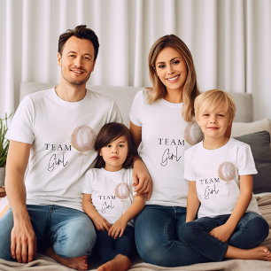 Team Girl Pink Balloon Gender Reveal Familie T-Shirt