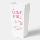 Team Girl Pink Gender Reveal Party Custom Popcorn Geschenkschachtel (Rückseite)