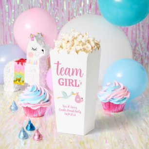 Team Girl Pink Gender Reveal Party Custom Popcorn Geschenkschachtel
