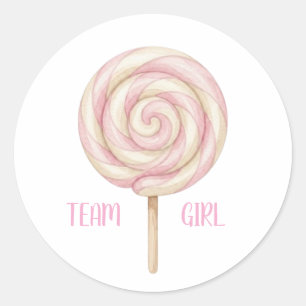 Team Girl Pink Lollipop Geschlecht Enthüllung Abst Runder Aufkleber