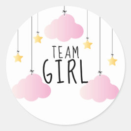 Team Girl Stars Rosa Wolken Geschlecht offenbaren  Runder Aufkleber