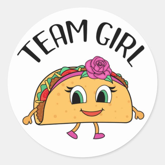 Team Girl Taco Thema Geschlecht offenbaren Party A Runder Aufkleber (Vorderseite)
