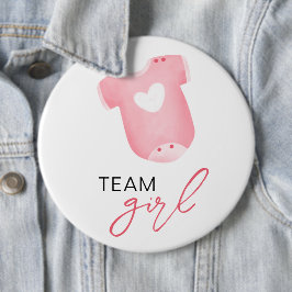 Team Girl trägt, was Baby wird raten pink weiß Button