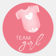 Team Girl trägt, was Baby wird raten pink weiß
