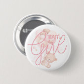 Team Girl Wasserfarben-Teddybär Geschlechter-Enthü Button (Vorne & Hinten)