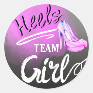 Team Girl Wheels oder Heels Geschlecht offenbaren  Runder Aufkleber
