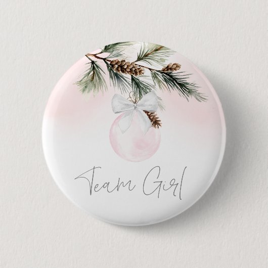 Team Girl Winter Gender Reveal Button (Vorderseite)