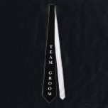Team Groom bachelor party neck tie for groomsman Krawatte<br><div class="desc">Team Groom bachelor party neck tie for groomsman. Elegant black and white design with custom text. Personalized party favors for best man,  groomsmen,  friends etc.</div>