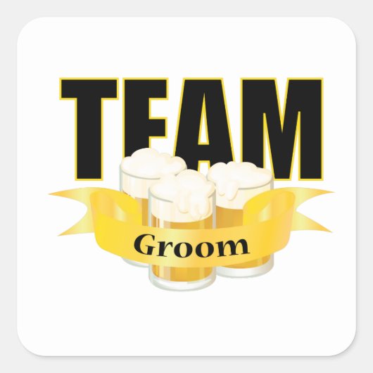 Team Groom - Bier Quadratischer Aufkleber (Vorderseite)