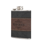 Team Groom Black & Brown Leather Flachmann (Links)