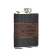 Team Groom Black & Brown Leather Flachmann (Rechts)