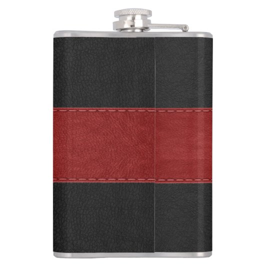 Team Groom Black & Red Leather 2 Flachmann (Rückseite)