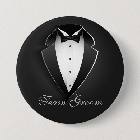Team Groom Classy Tuxedo Button (Vorderseite)