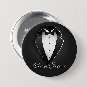 Team Groom Classy Tuxedo Button