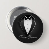 Team Groom Classy Tuxedo Button (Vorne & Hinten)