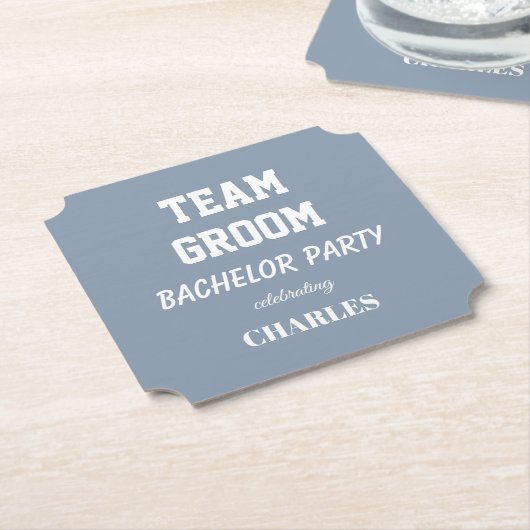 Team Groom Dusty Blue Junggesellenabschied Untersetzer (angewinkelt)