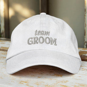 Team Groom Moderne einfache Typografie Hochzeit Bestickte Baseballkappe