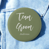 Team Groom Sage Green White Button