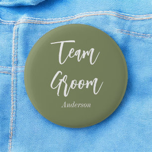 Team Groom Sage Green White Button