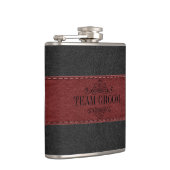 Team Groom Schwarz & Rot Leder Flachmann (Rechts)