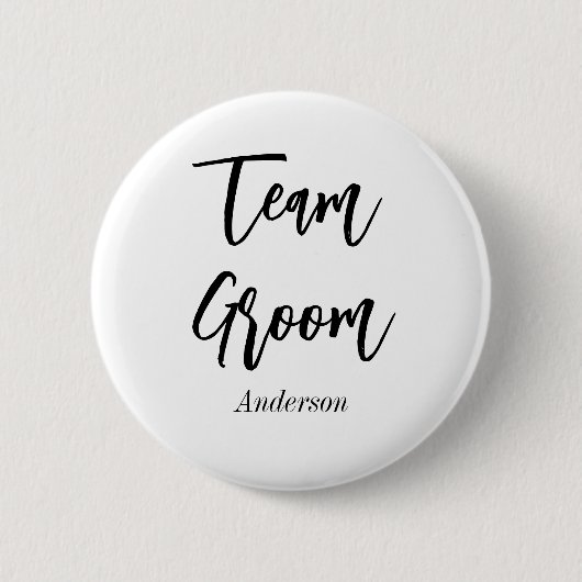 Team Groom Schwarz-weiß Wedding Button (Vorderseite)