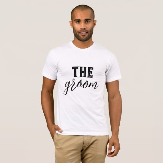 Team Groom Shirt for The Groom - Schwarzes Script (Vorne ganz)