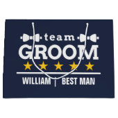 Team Groom | TRAUZEUGE | Bachelor | Navy Blue Große Geschenktüte (Vorderseite)