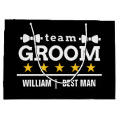 Team Groom | TRAUZEUGE | Bachelor | SCHWARZ-WEISS Große Geschenktüte (Rückseite)