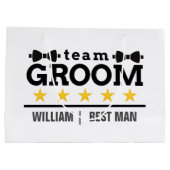 Team Groom | TRAUZEUGE | Bachelor | SCHWARZ-WEISS Große Geschenktüte (Rückseite)